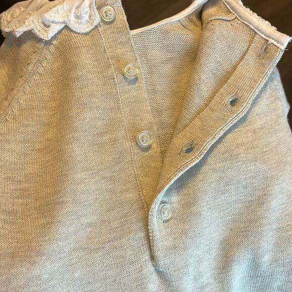 Edgehill Collection Long Sleeve Sweater Knit Coverall with Lace collar 6M - Picture 5 of 5